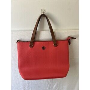 Anne Klein Tote Bag Handbag Purse Zip Top Coral